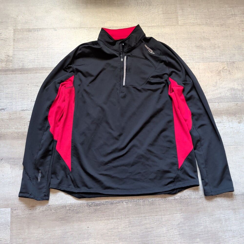 Saucony Mens Sweater Quarter Zip Black Red Activewear Size XL